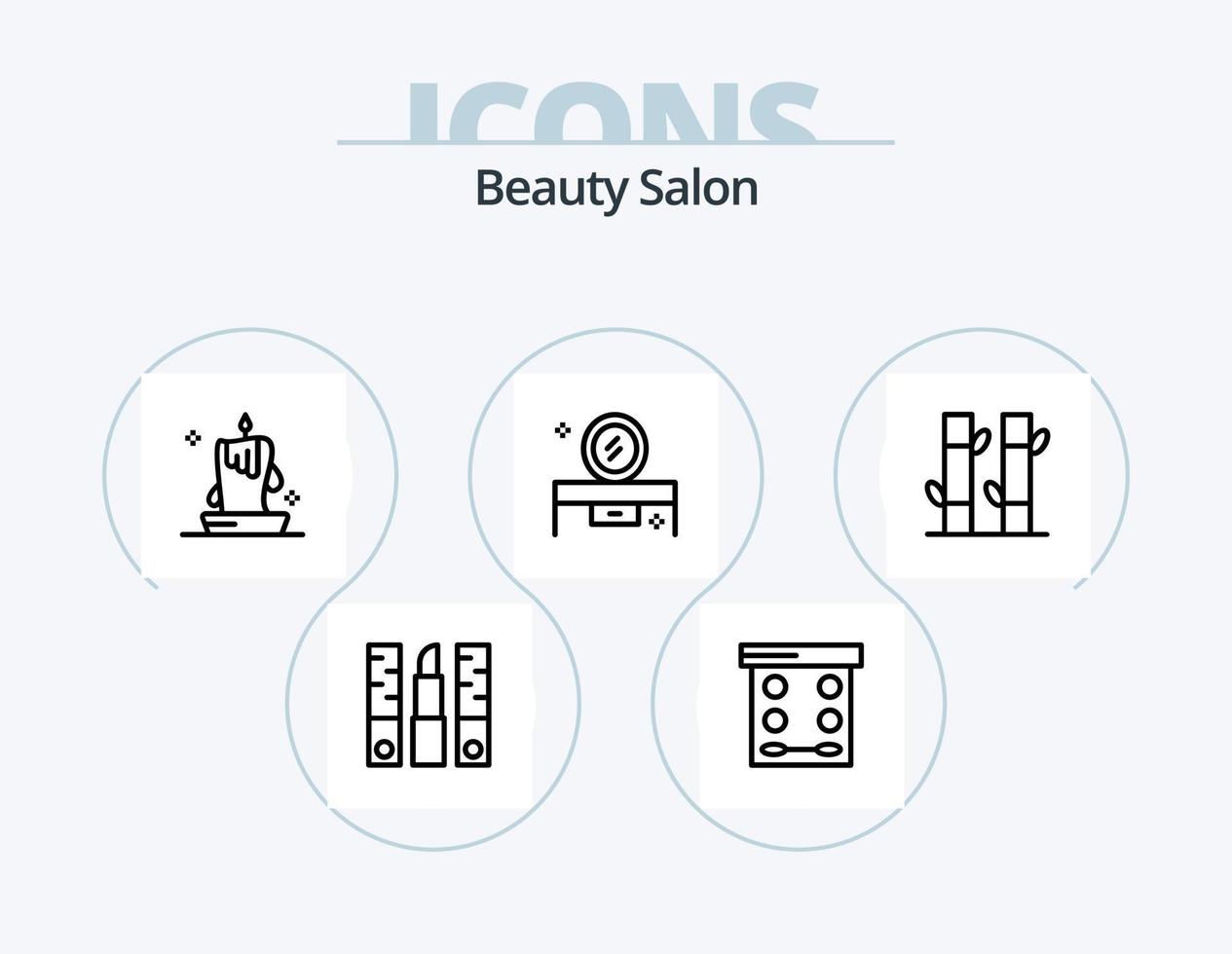 schoonheid salon lijn icoon pak 5 icoon ontwerp. salon. gezicht borstel. salon. cosmetica. yoga vector