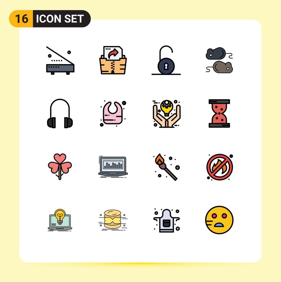 mobiel koppel vlak kleur gevulde lijn reeks van 16 pictogrammen van ondersteuning hoofdtelefoons ontgrendeld sluitend test testen bewerkbare creatief vector ontwerp elementen