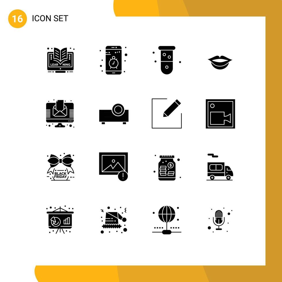 voorraad vector icoon pak van 16 lijn tekens en symbolen voor nieuws meisje hou op lippen chemie bewerkbare vector ontwerp elementen