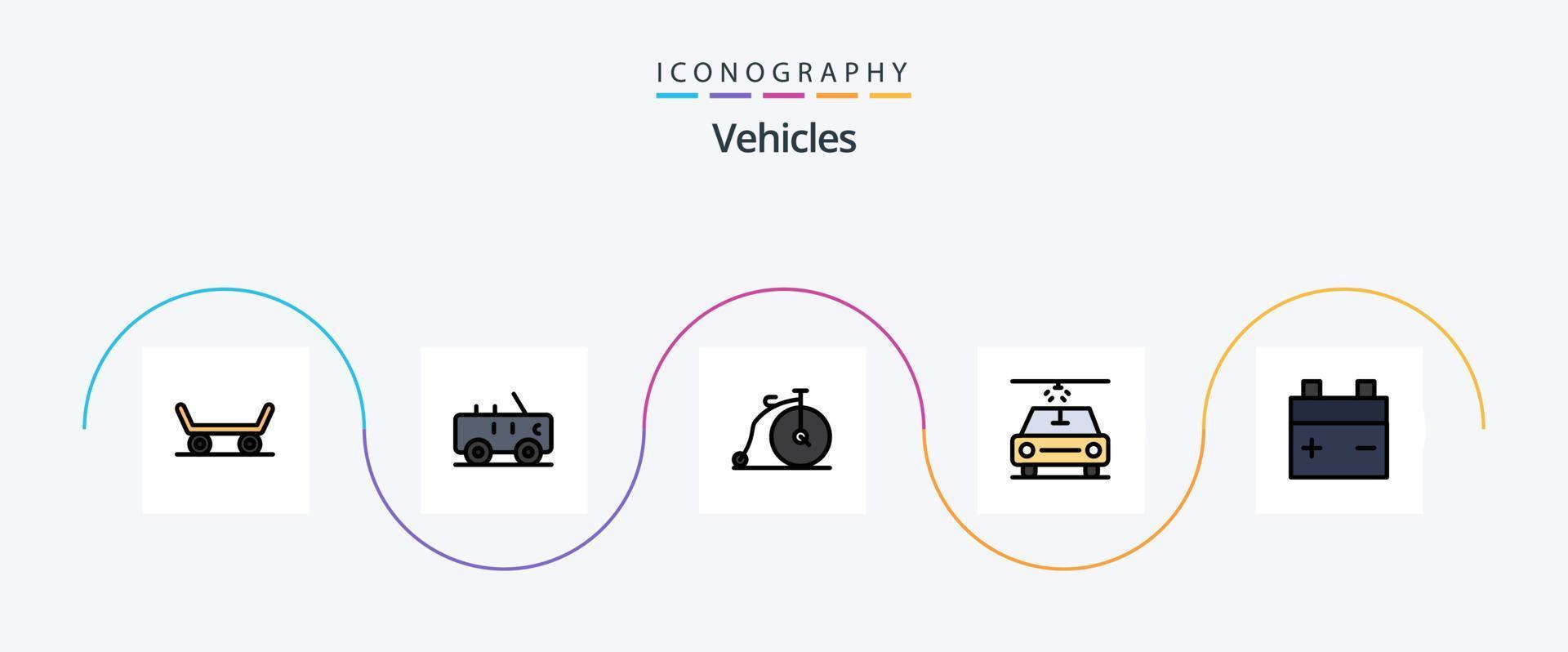 voertuigen lijn gevulde vlak 5 icoon pak inclusief . voertuig. voertuigen vector