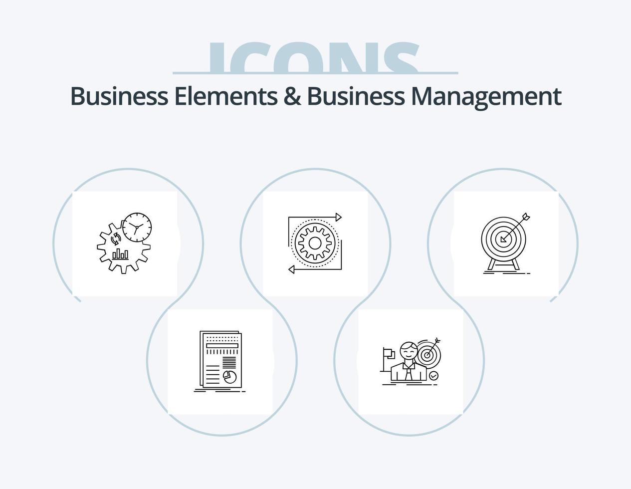 bedrijf elementen en bedrijf beheer lijn icoon pak 5 icoon ontwerp. slim. beheer. succes. kennis. kijken vector