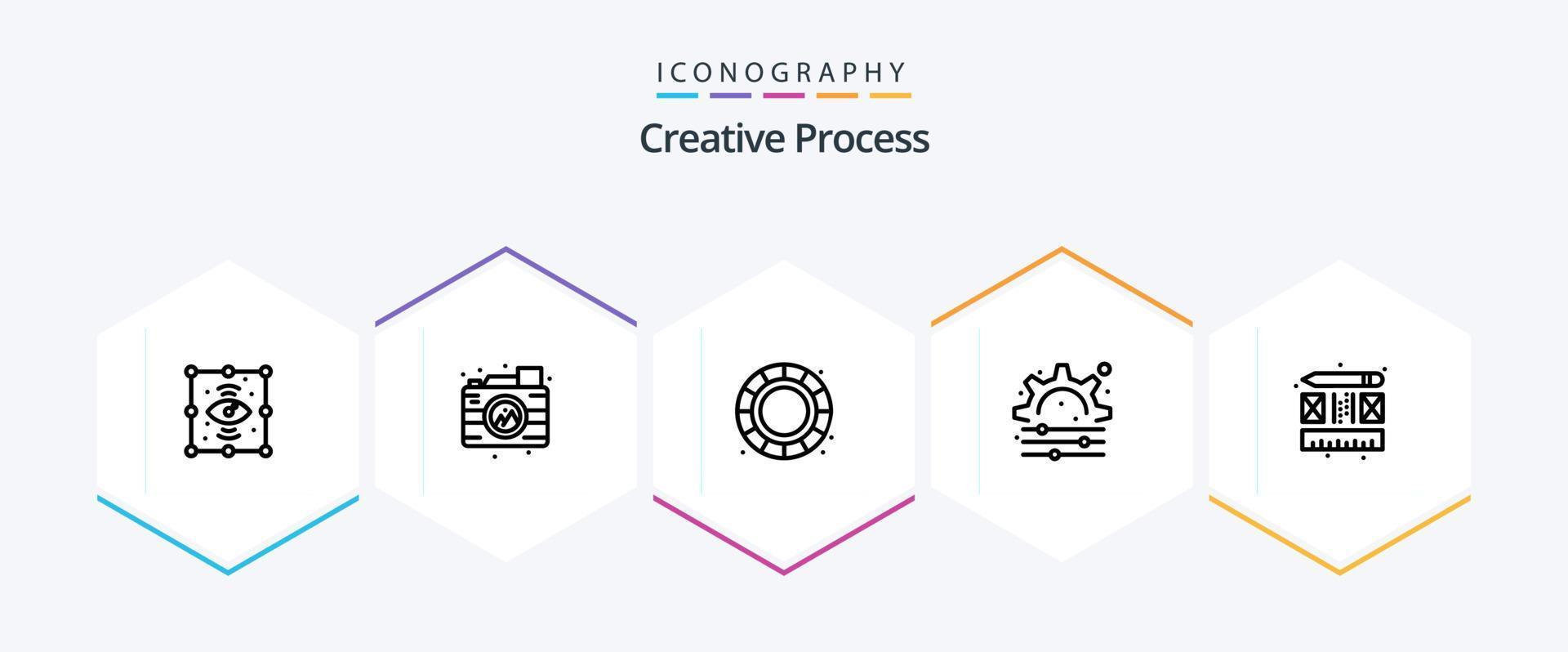 creatief werkwijze 25 lijn icoon pak inclusief . werkwijze. kleur wiel. creatief. werkwijze vector