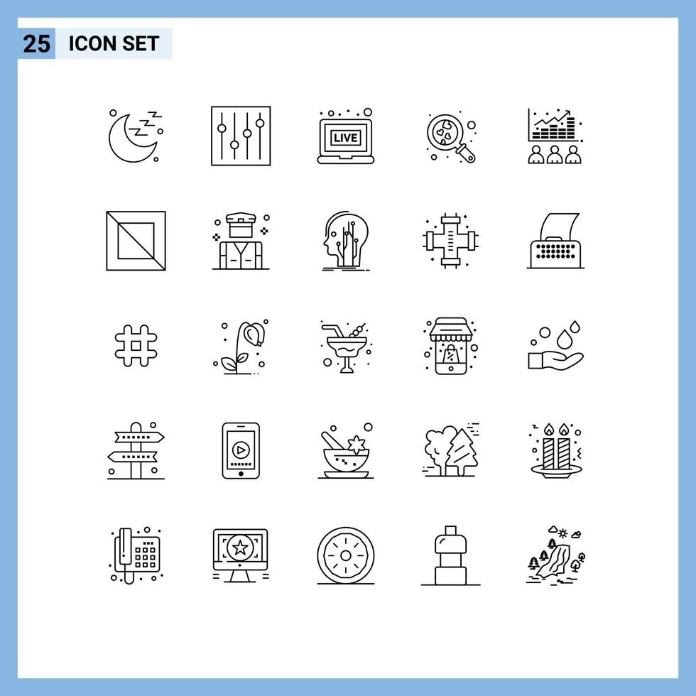 reeks van 25 modern ui pictogrammen symbolen tekens voor voorraad inhoudsopgave nieuws gegevens bruiloft bewerkbare vector ontwerp elementen