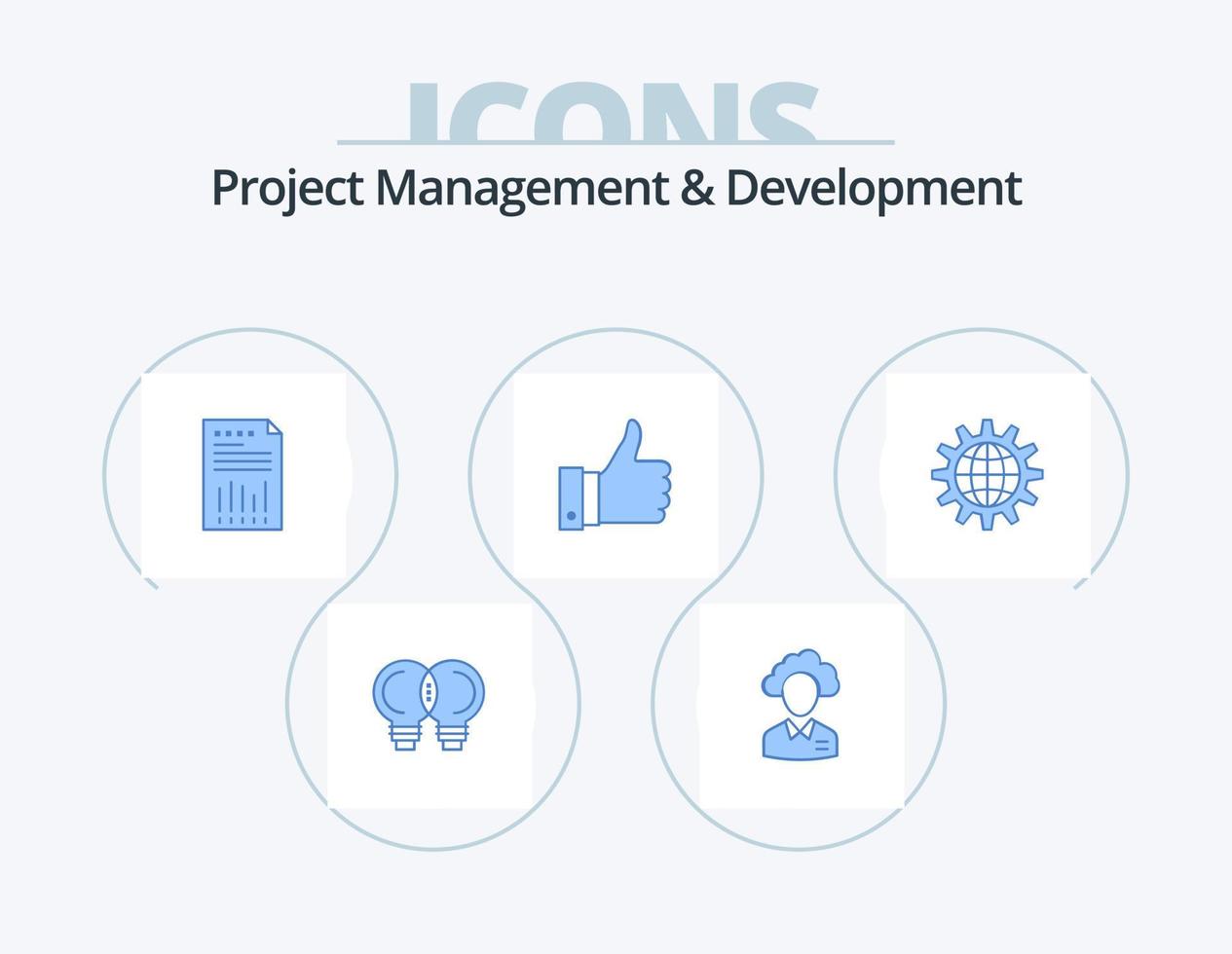 project beheer en ontwikkeling blauw icoon pak 5 icoon ontwerp. rapport. grafiek. manager. financieel. bedrijf vector