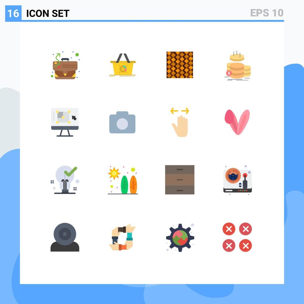 groep van 16 vlak kleuren tekens en symbolen voor goud munten tegel muur strepen bewerkbare pak van creatief vector ontwerp elementen