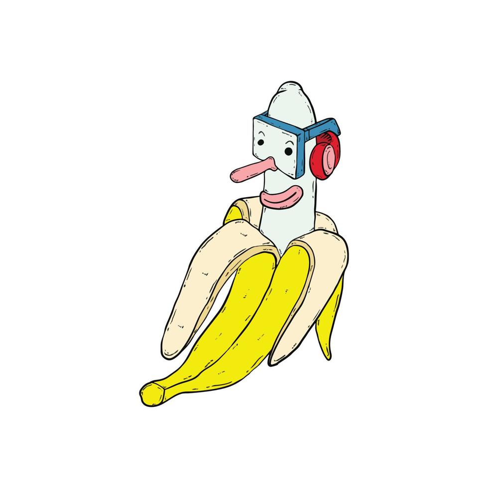 banaan met lang neus- en bril, geschikt voor sticker ontwerp en t-shirt ontwerp vector