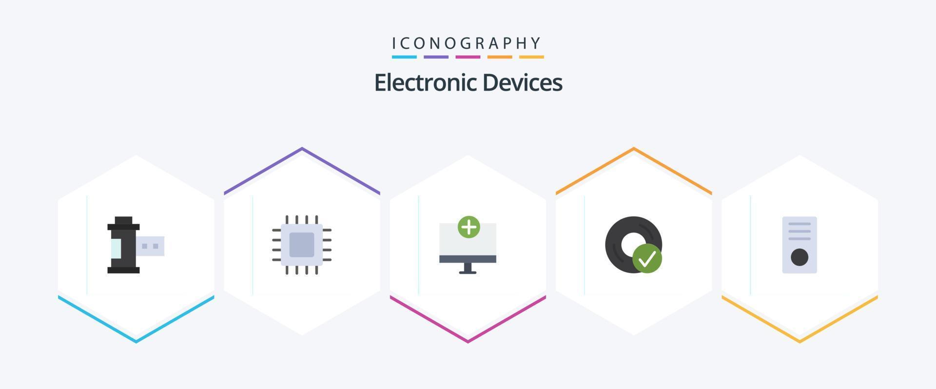 apparaten 25 vlak icoon pak inclusief schijf. verbonden. hardware. computers. apparaatje vector