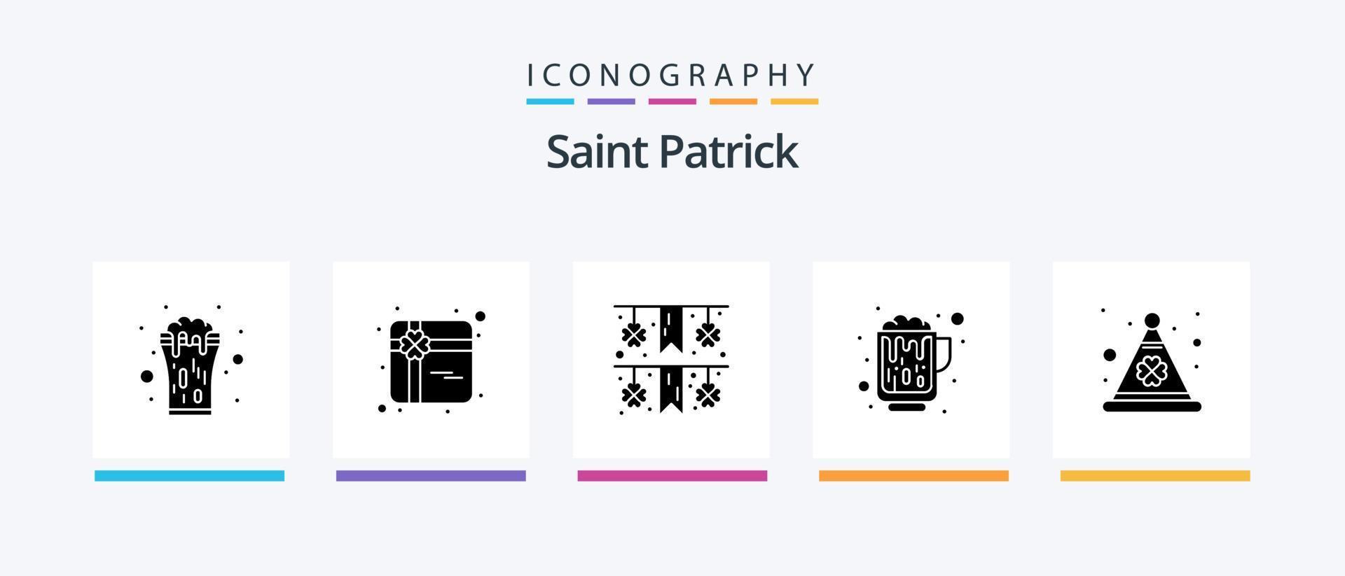 heilige Patrick glyph 5 icoon pak inclusief festival. kap. festival. wijn. bier. creatief pictogrammen ontwerp vector