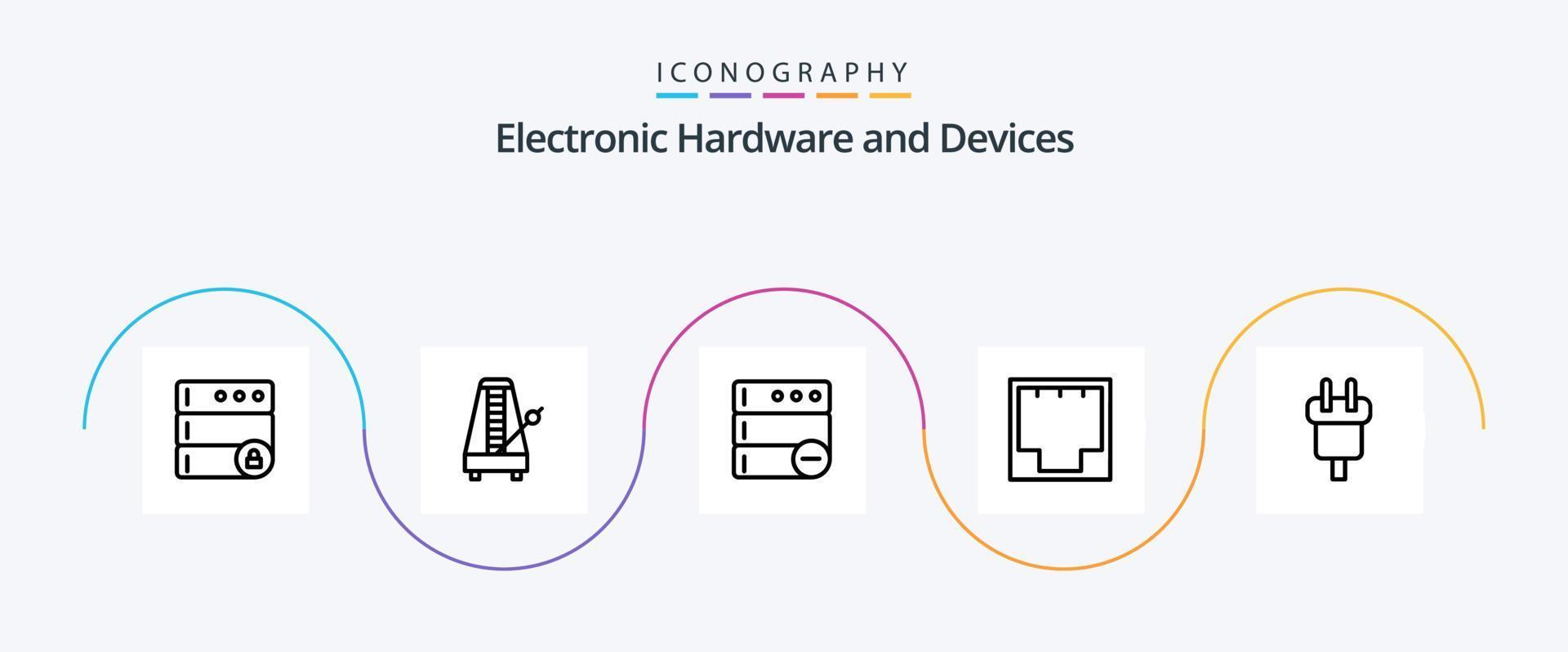 apparaten lijn 5 icoon pak inclusief aansluiting. haven. databank. netwerk. ethernet vector