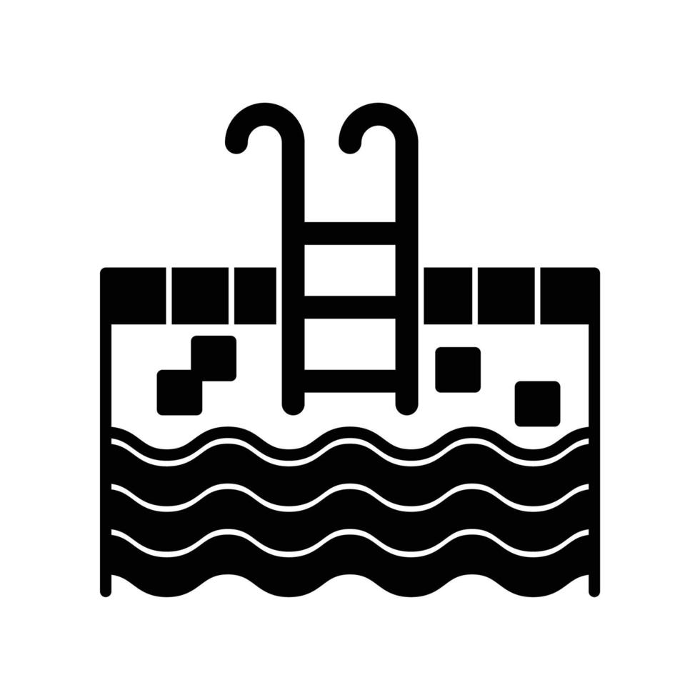 zwemmen zwembad icoon met water en ladder vector