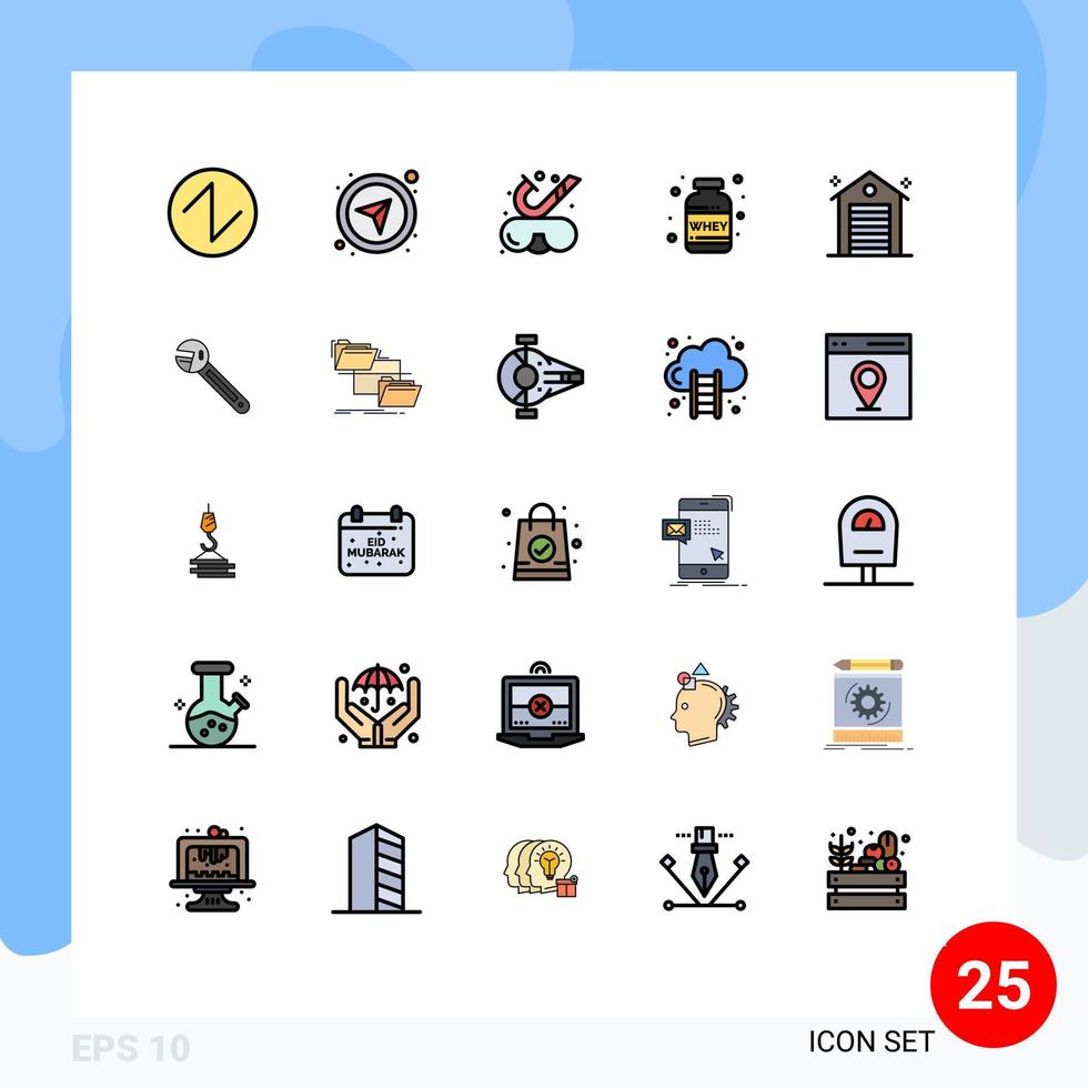 reeks van 25 modern ui pictogrammen symbolen tekens voor kantoor gebouw stofbril wei eiwit bewerkbare vector ontwerp elementen