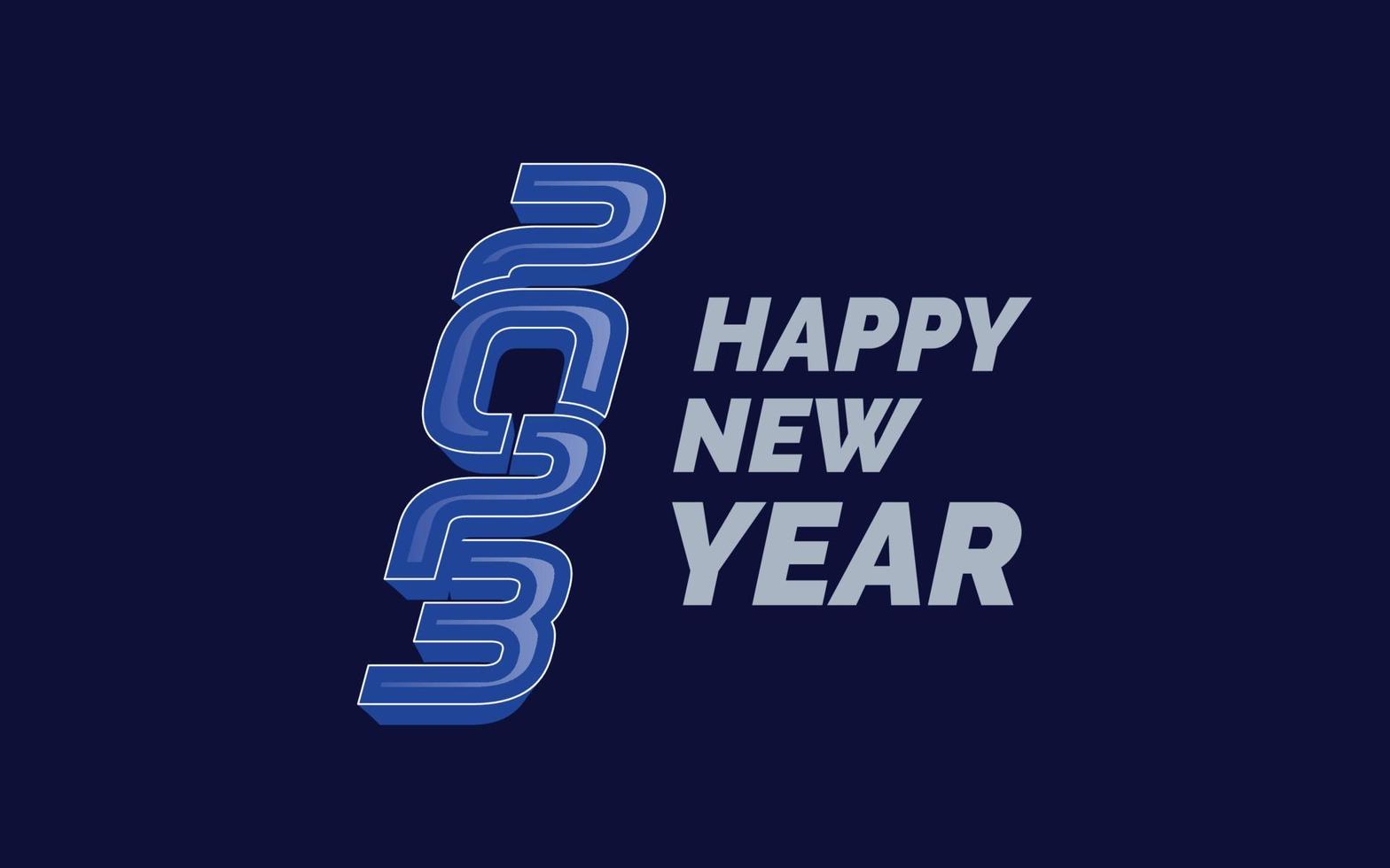 gelukkig nieuw jaar 2023 glanzend typografie logo ontwerp vector