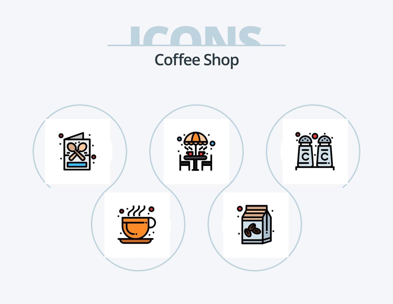 koffie winkel lijn gevulde icoon pak 5 icoon ontwerp. koffie. koffie Boon. muffin zoet. koffie. Boon vector