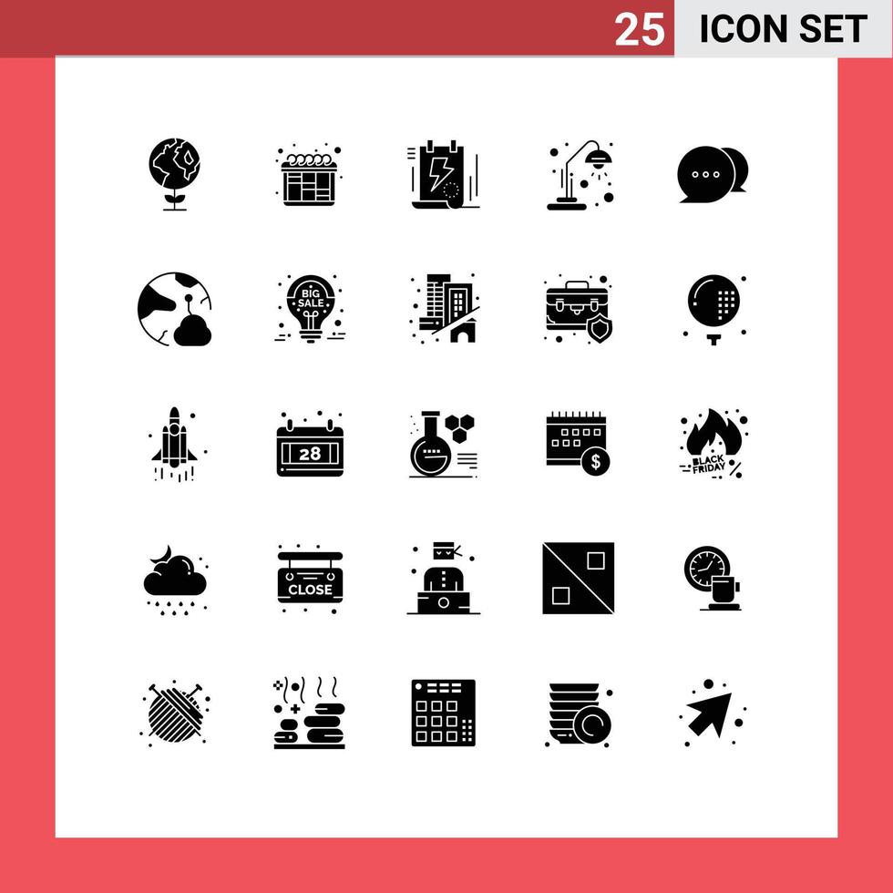 universeel icoon symbolen groep van 25 modern solide glyphs van bericht babbelen het dossier onderwijs bureau lamp bewerkbare vector ontwerp elementen
