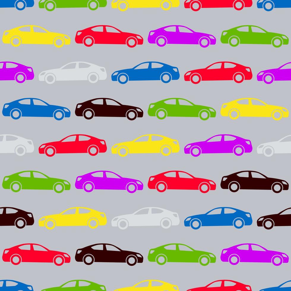 naadloos patroon met kleurrijk auto's Aan grijs achtergrond. vector illustratie.