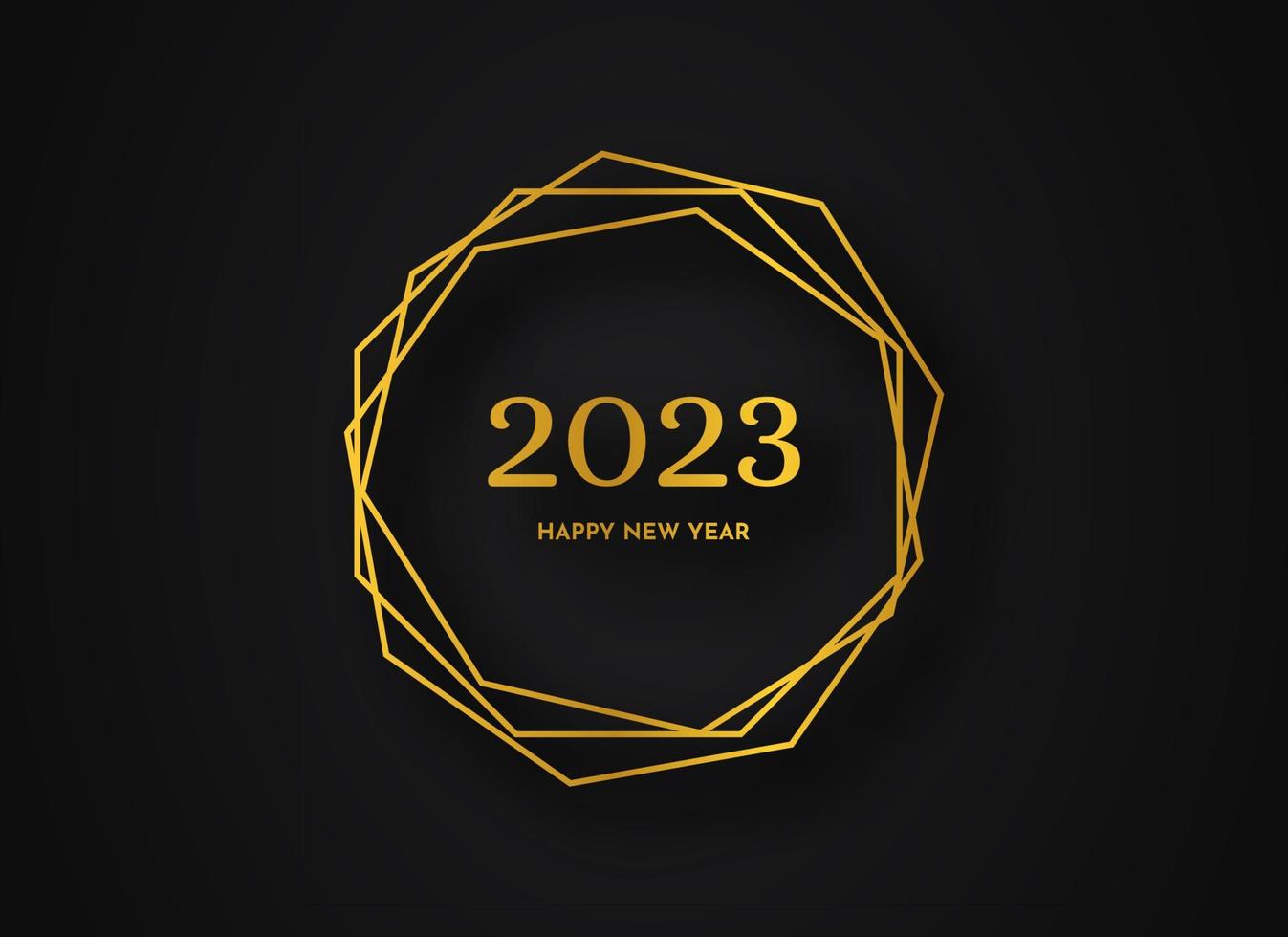 2023 gelukkig nieuw jaar goud meetkundig veelhoekige achtergrond vector