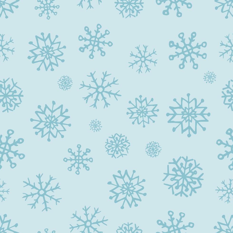 naadloos achtergrond van hand- getrokken sneeuwvlokken. donker blauw sneeuwvlokken Aan blauw achtergrond. Kerstmis en nieuw jaar decoratie elementen. vector illustratie.