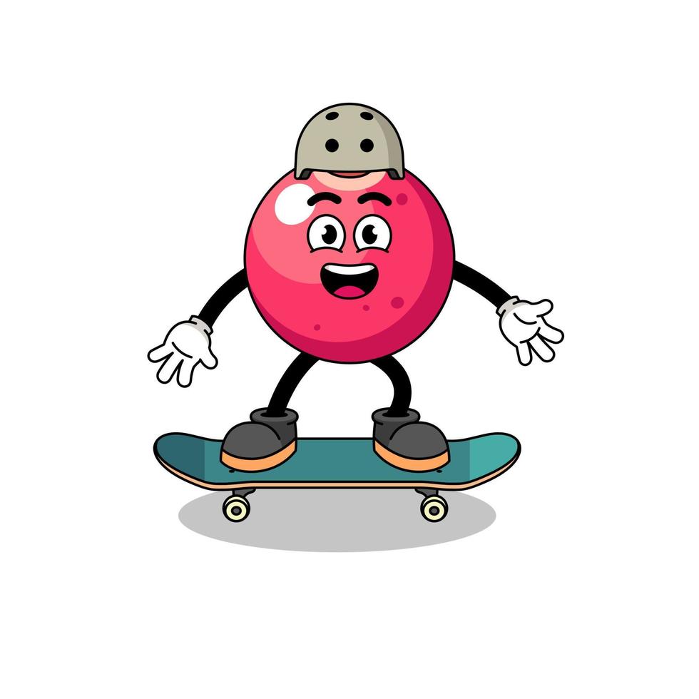 veenbes mascotte spelen een skateboard vector