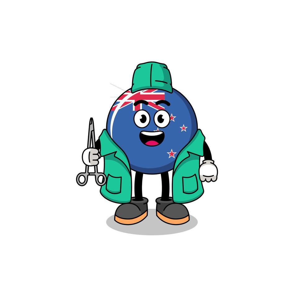 illustratie van nieuw Zeeland vlag mascotte net zo een chirurg vector