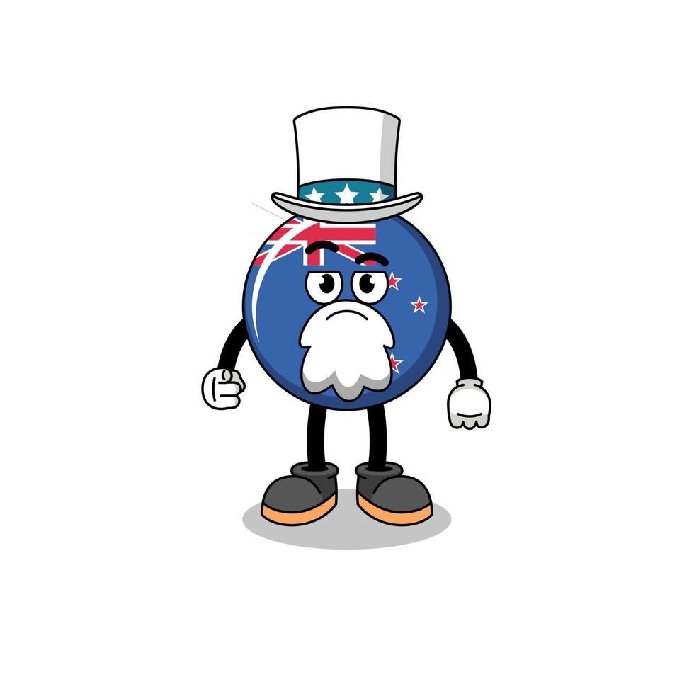 illustratie van nieuw Zeeland vlag tekenfilm met ik willen u gebaar vector