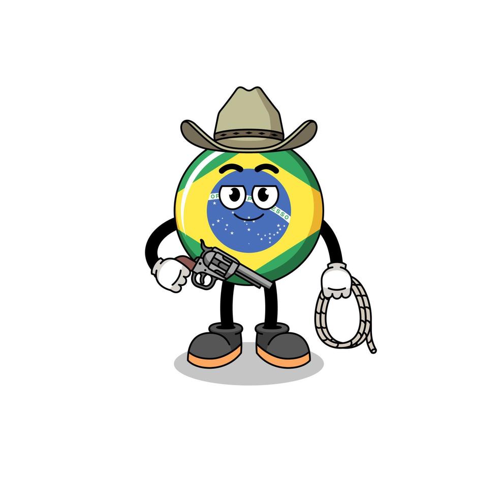 karakter mascotte van Brazilië vlag net zo een cowboy vector