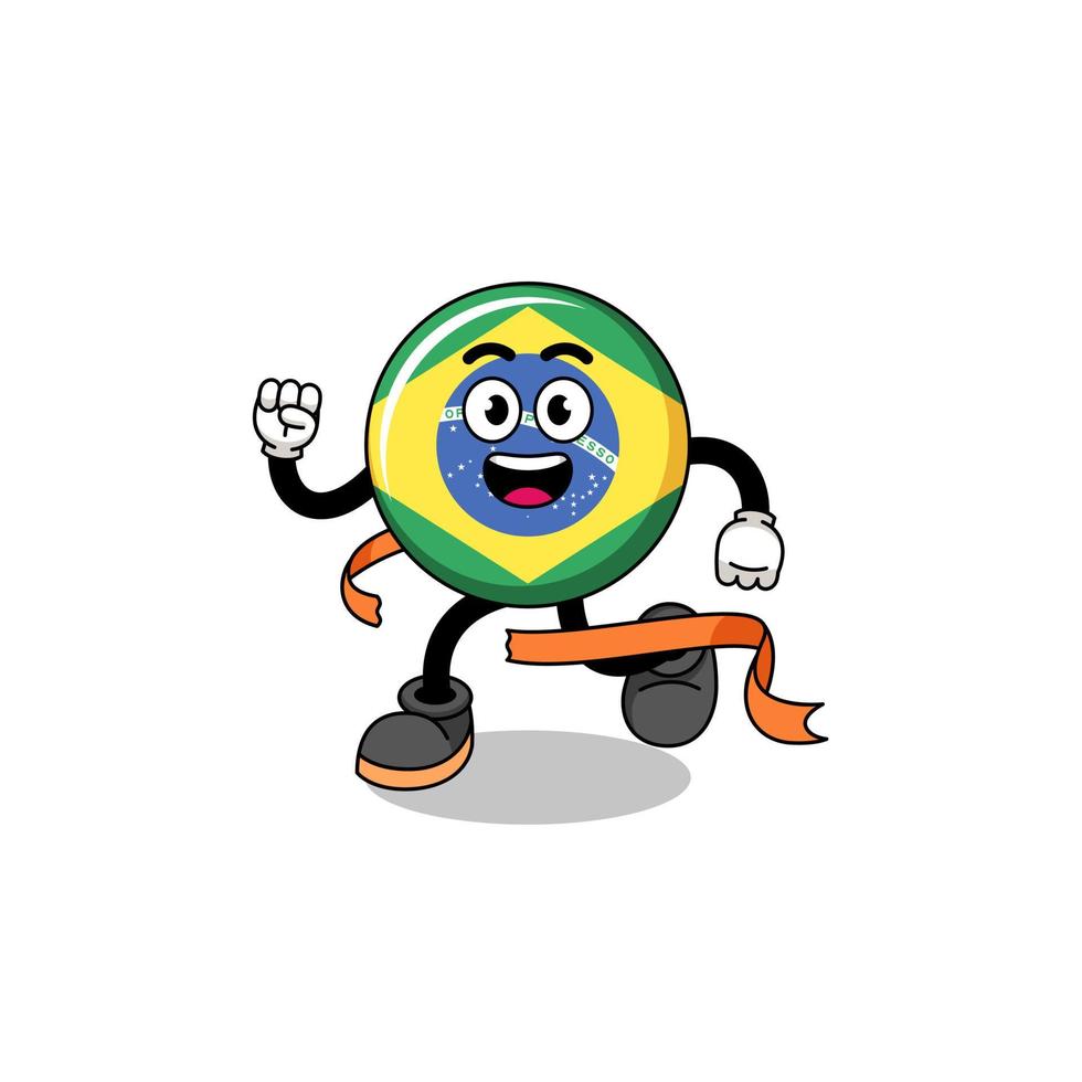 mascotte tekenfilm van Brazilië vlag rennen Aan af hebben lijn vector