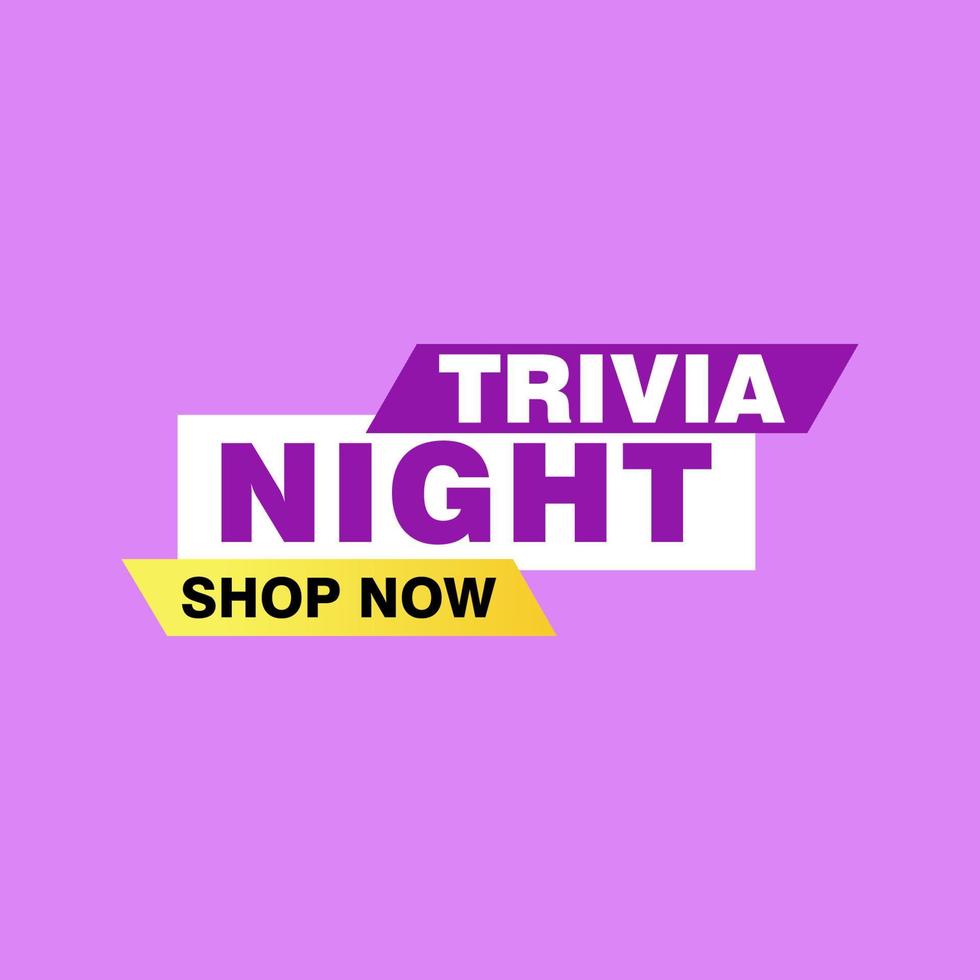 trivia nacht etiketten banners vector lint ontwerp sjabloon. banier uitverkoop label. markt speciaal aanbod korting etiket