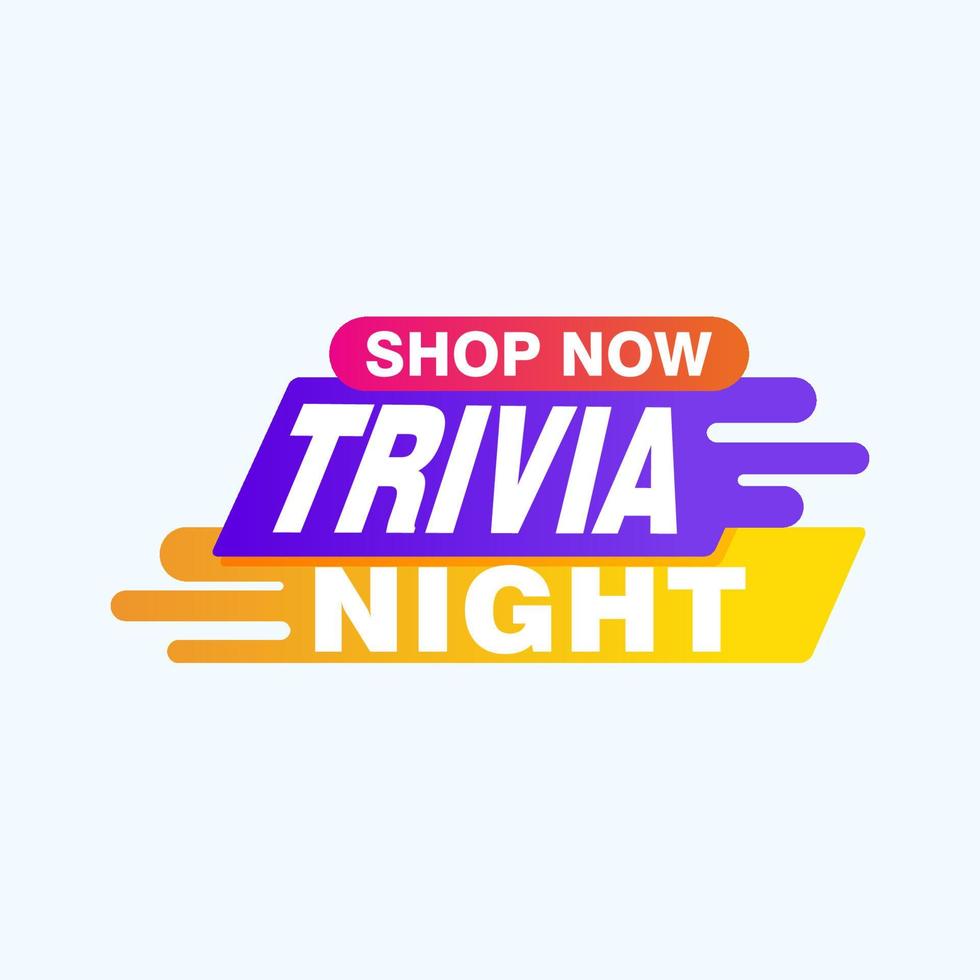 trivia nacht etiketten banners vector lint ontwerp sjabloon. banier uitverkoop label. markt speciaal aanbod korting etiket