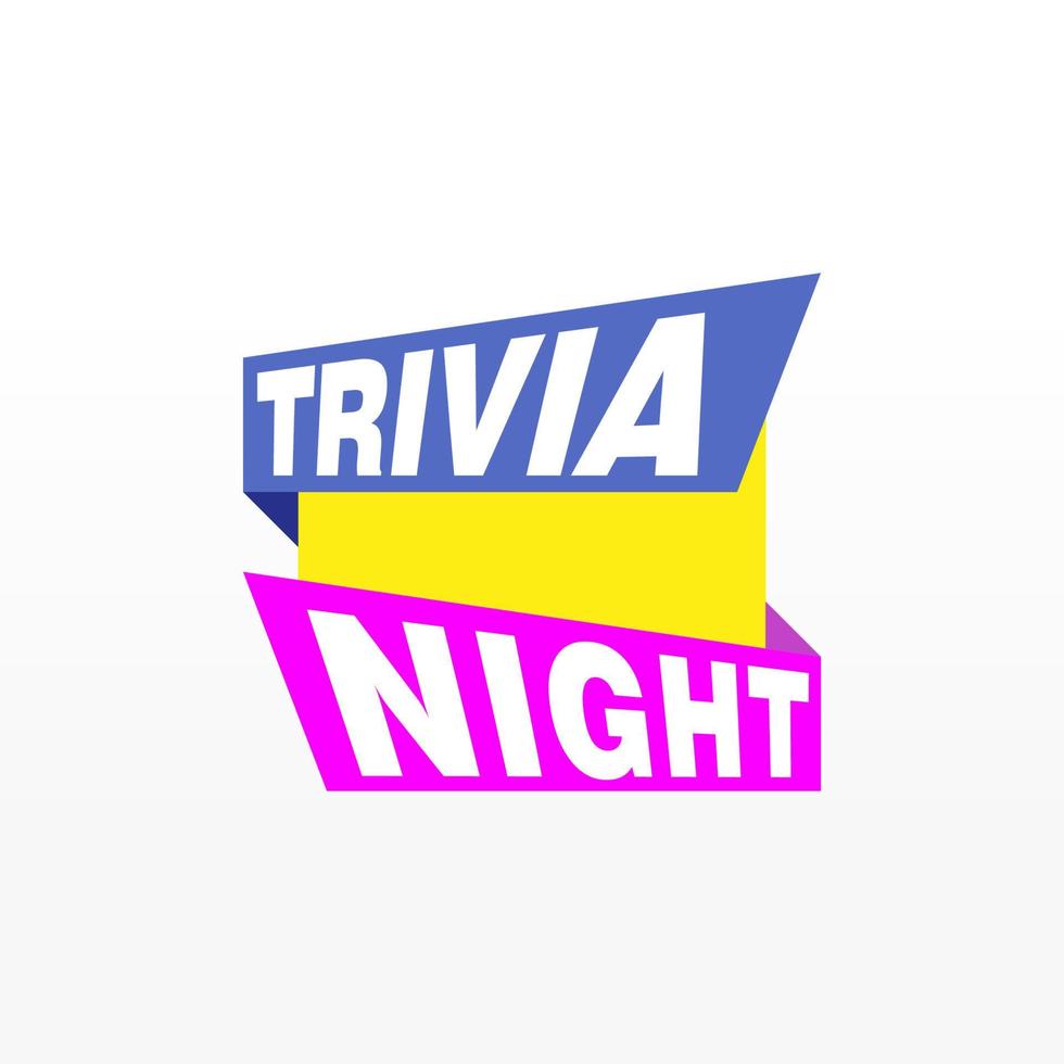 trivia nacht etiketten banners vector lint ontwerp sjabloon. banier uitverkoop label. markt speciaal aanbod korting etiket