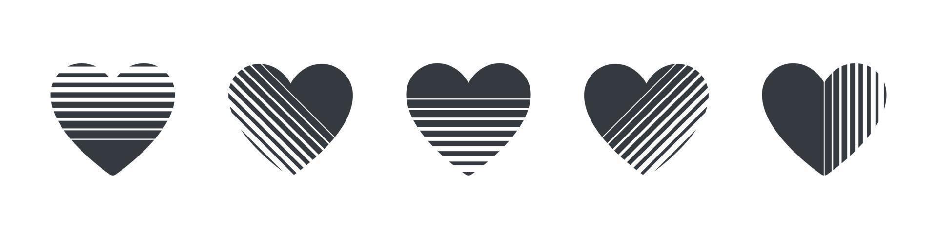 hartjes pictogrammen. abstract getextureerde harten. harten reeks concept. vector illustratie
