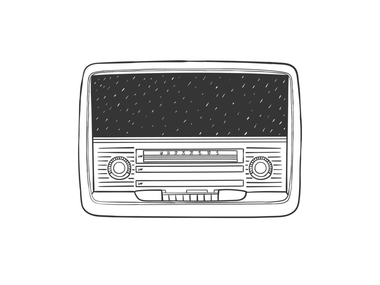 radio ontvanger. retro hand getekend radio ontvanger. illustratie in schetsen stijl. vector beeld