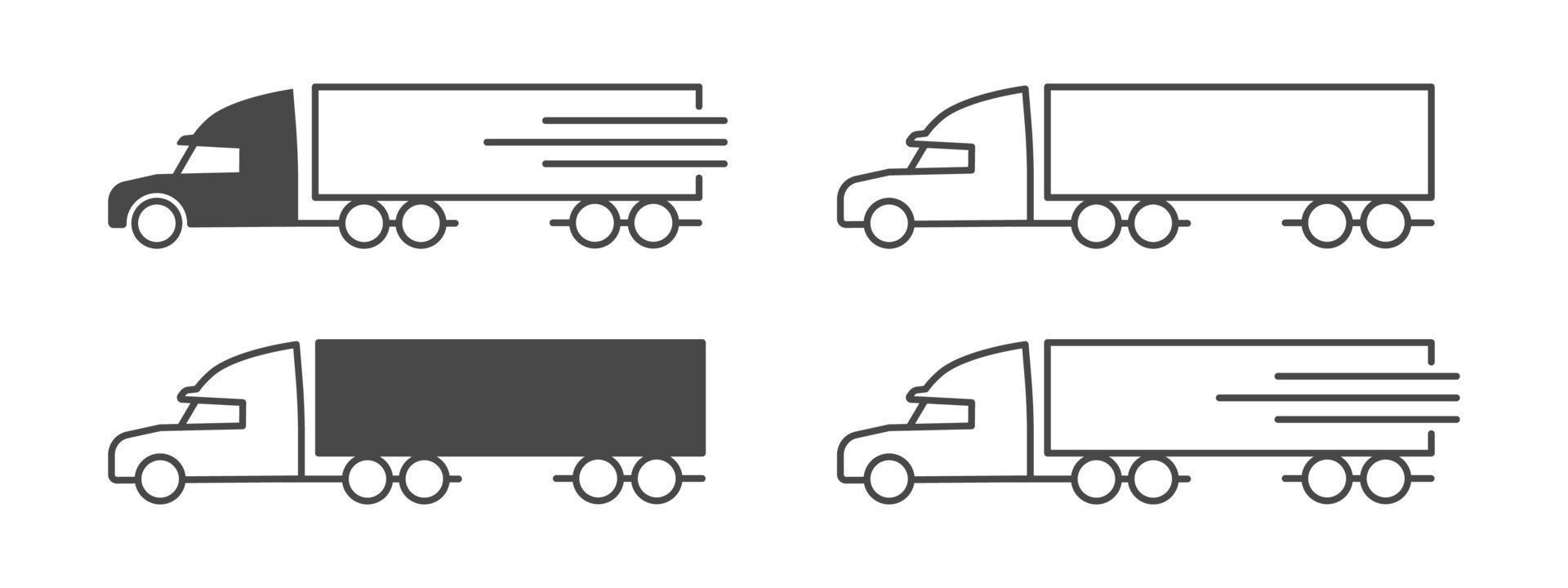 levering pictogrammen. Amerikaans vrachtauto pictogrammen. levering onderhoud pictogrammen. vector illustratie