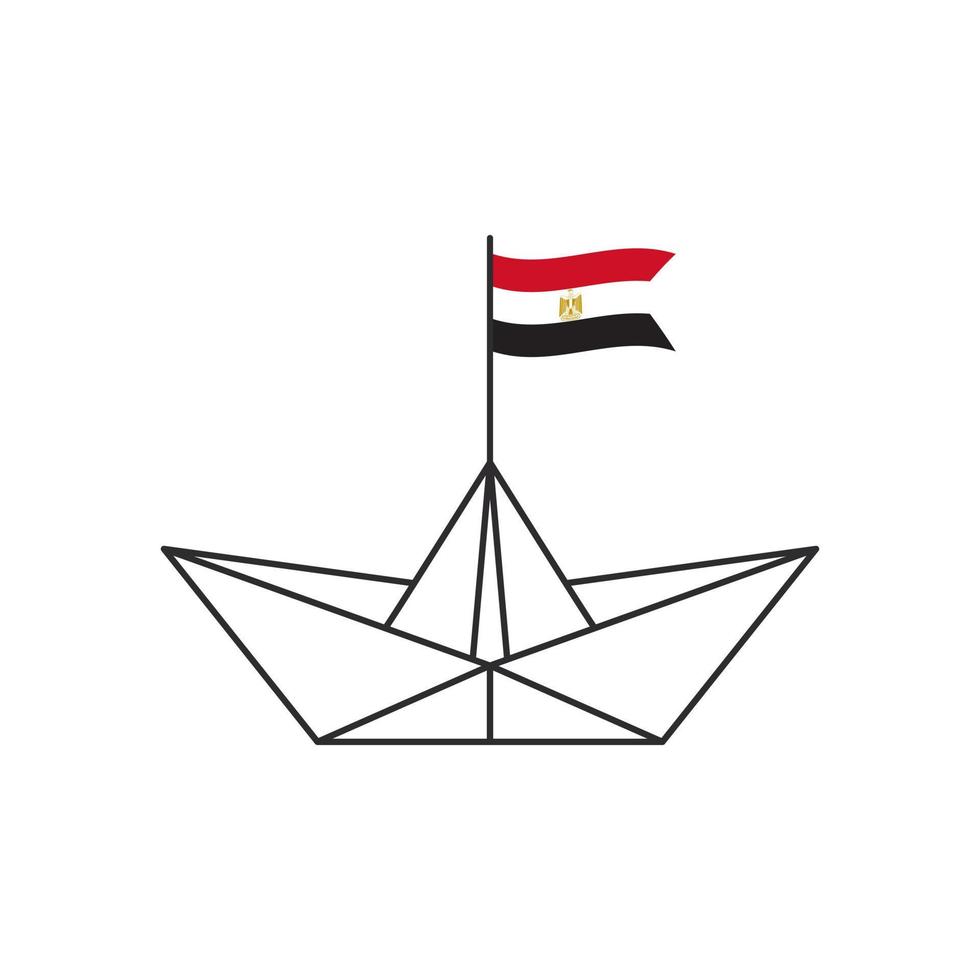 papier boot icoon. een boot met de vlag van Egypte. vector illustratie
