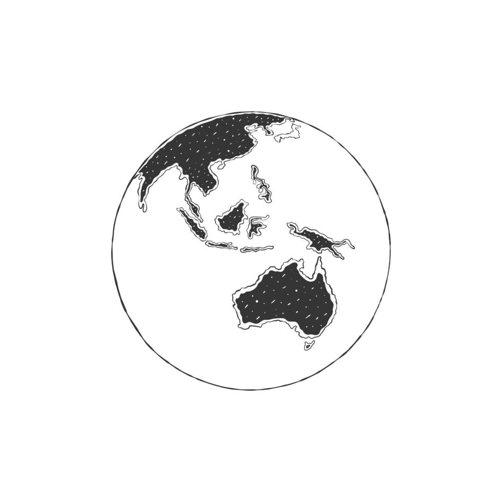 bollen van aarde. bollen hand- getrokken icoon. Australië schetsen met textuur. vector illustratie