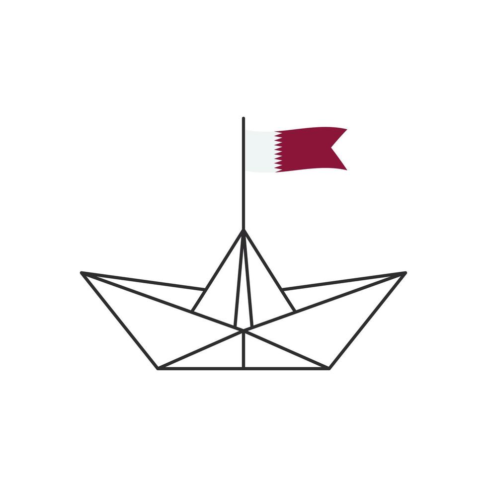 papier boot icoon. een boot met de vlag van qatar. vector illustratie