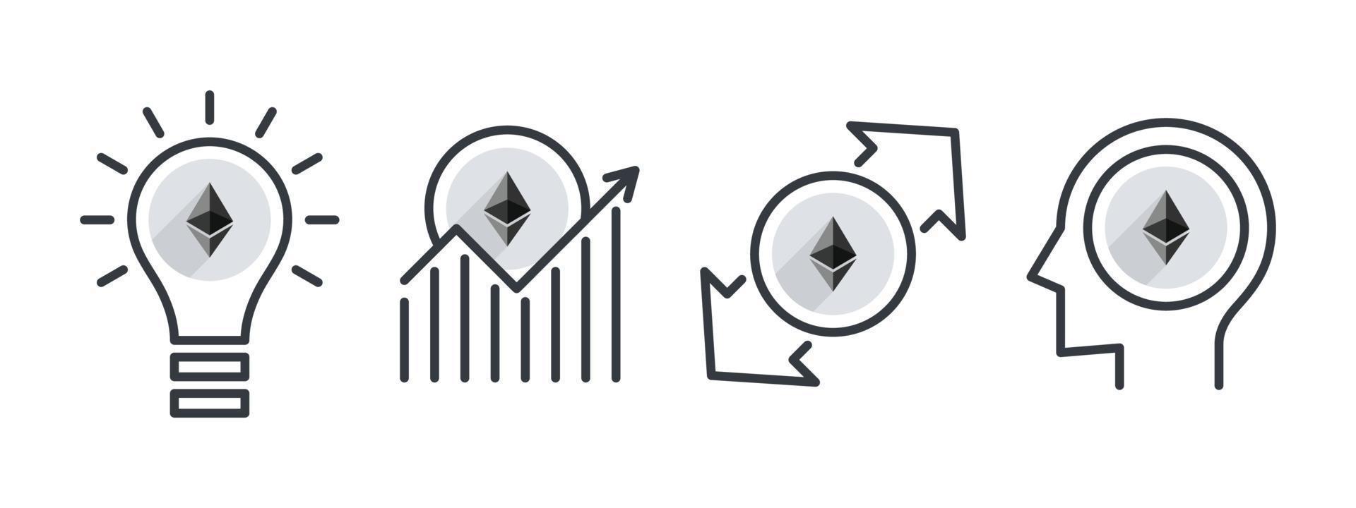 ethereum icoon set. cryptogeld pictogrammen concept. terugkeer geld. bedrijf en financiën bewerkbare pictogrammen. vector illustratie