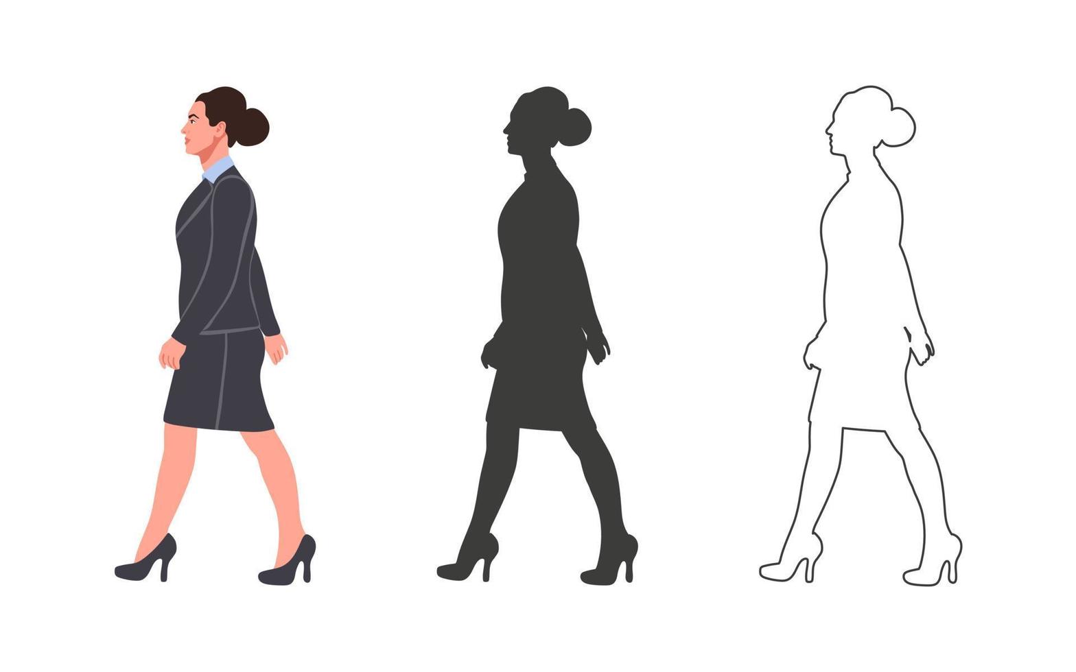 mensen. wandelen meisje. mensen getrokken in een vlak tekenfilm stijl. vector illustratie