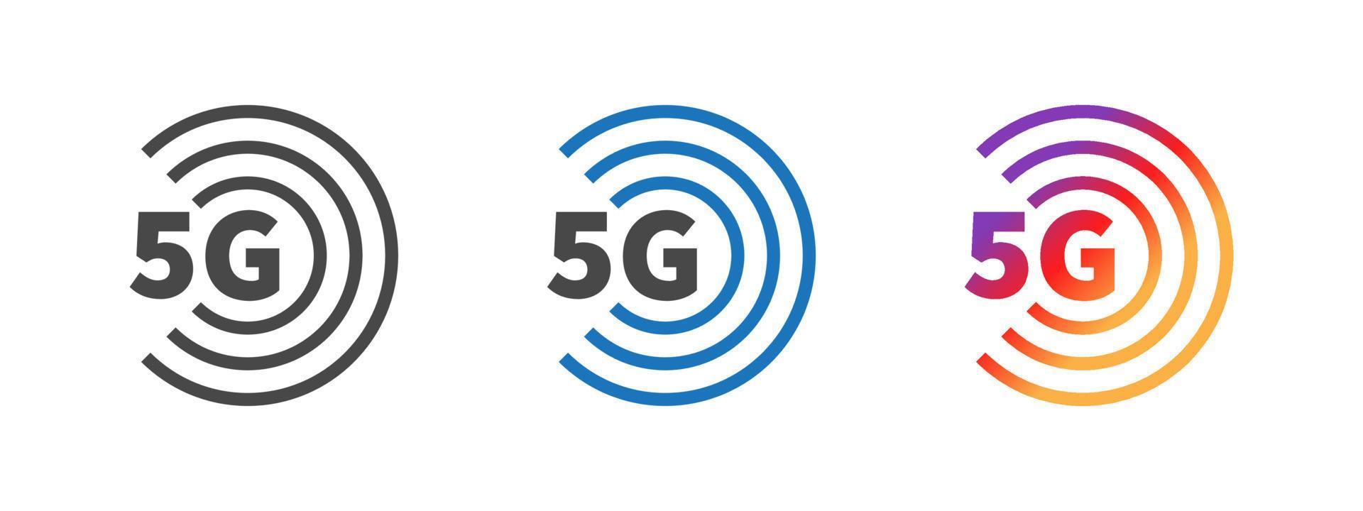 5g logo's. hoog snelheid internet icoon of logo. 5g communicatie technologie. vector illustratie