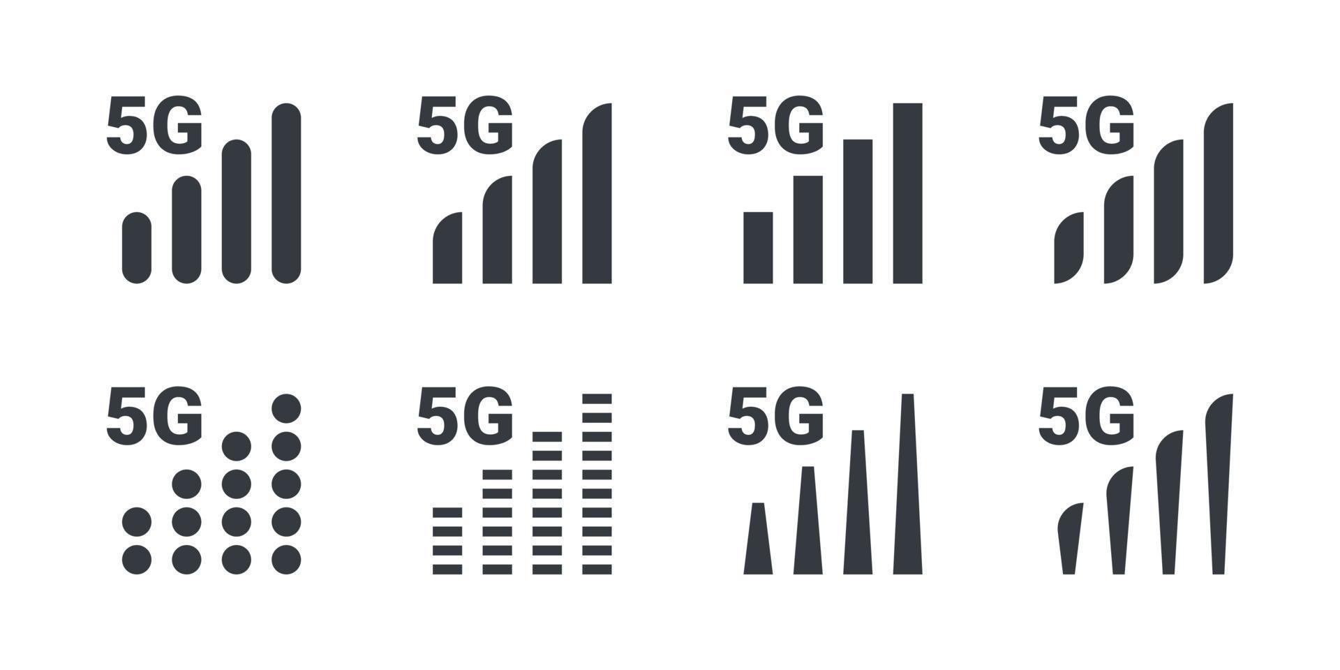 5g pictogrammen. hoog snelheid internet teken. draadloze netwerk. vector illustratie