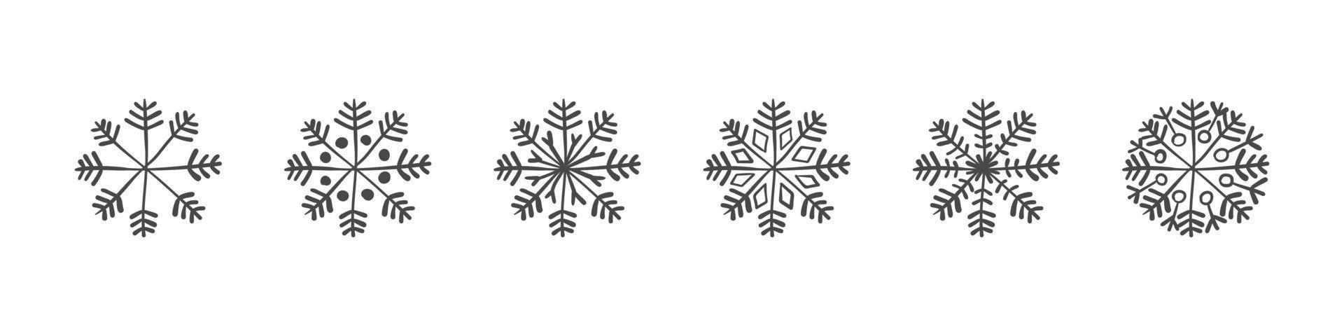 sneeuwvlokken. reeks van hand- getrokken sneeuwvlokken. ontwerp elementen voor Kerstmis en nieuw jaar. vector grafiek