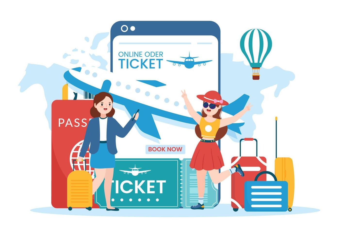 online reizen ticket op te slaan door vervoer en reis aanbieder app voor reservering in vlak tekenfilm hand- getrokken sjabloon illustratie vector