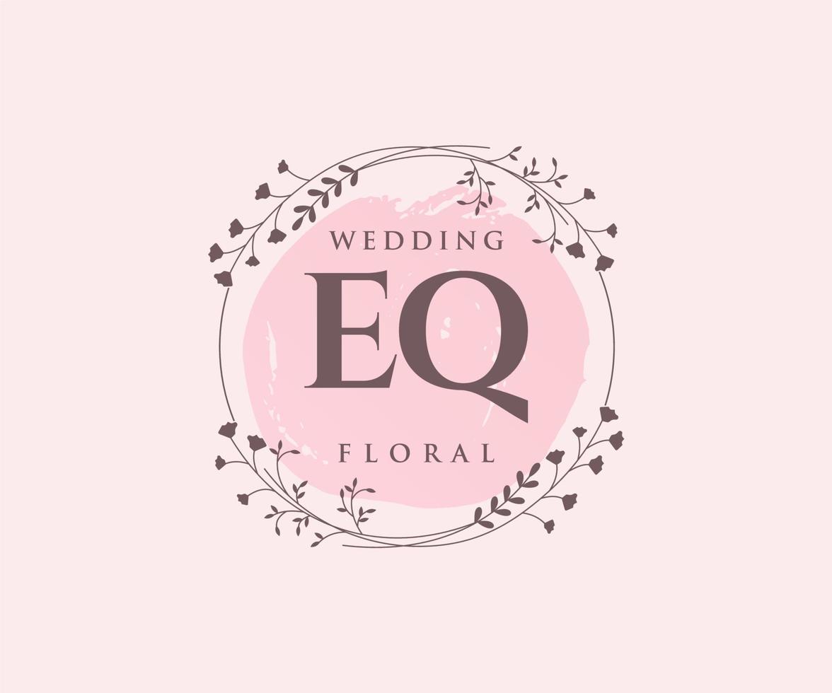 eq initialen brief bruiloft monogram logos sjabloon, hand- getrokken modern minimalistisch en bloemen Sjablonen voor uitnodiging kaarten, opslaan de datum, elegant identiteit. vector