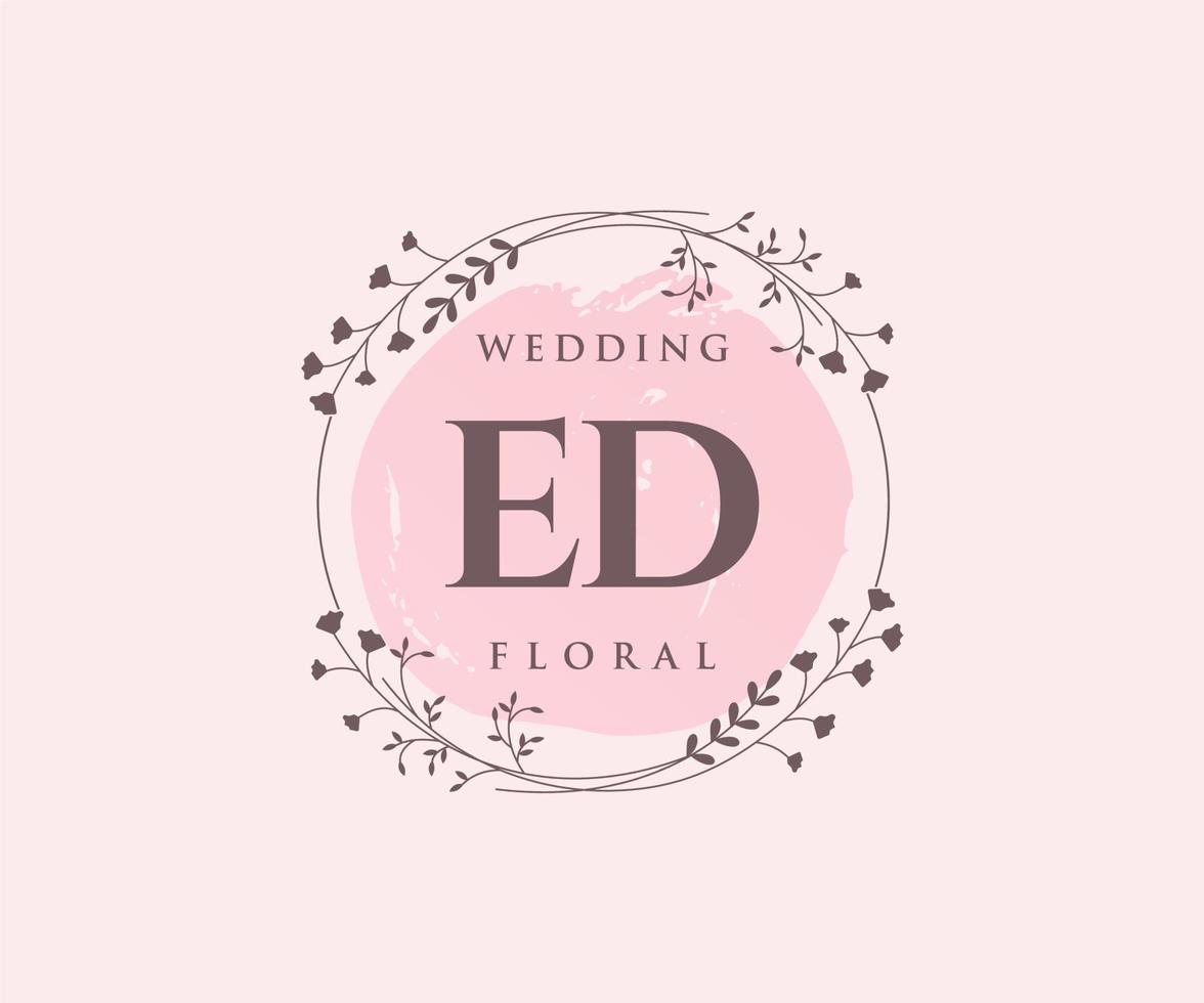 ed initialen brief bruiloft monogram logos sjabloon, hand- getrokken modern minimalistisch en bloemen Sjablonen voor uitnodiging kaarten, opslaan de datum, elegant identiteit. vector