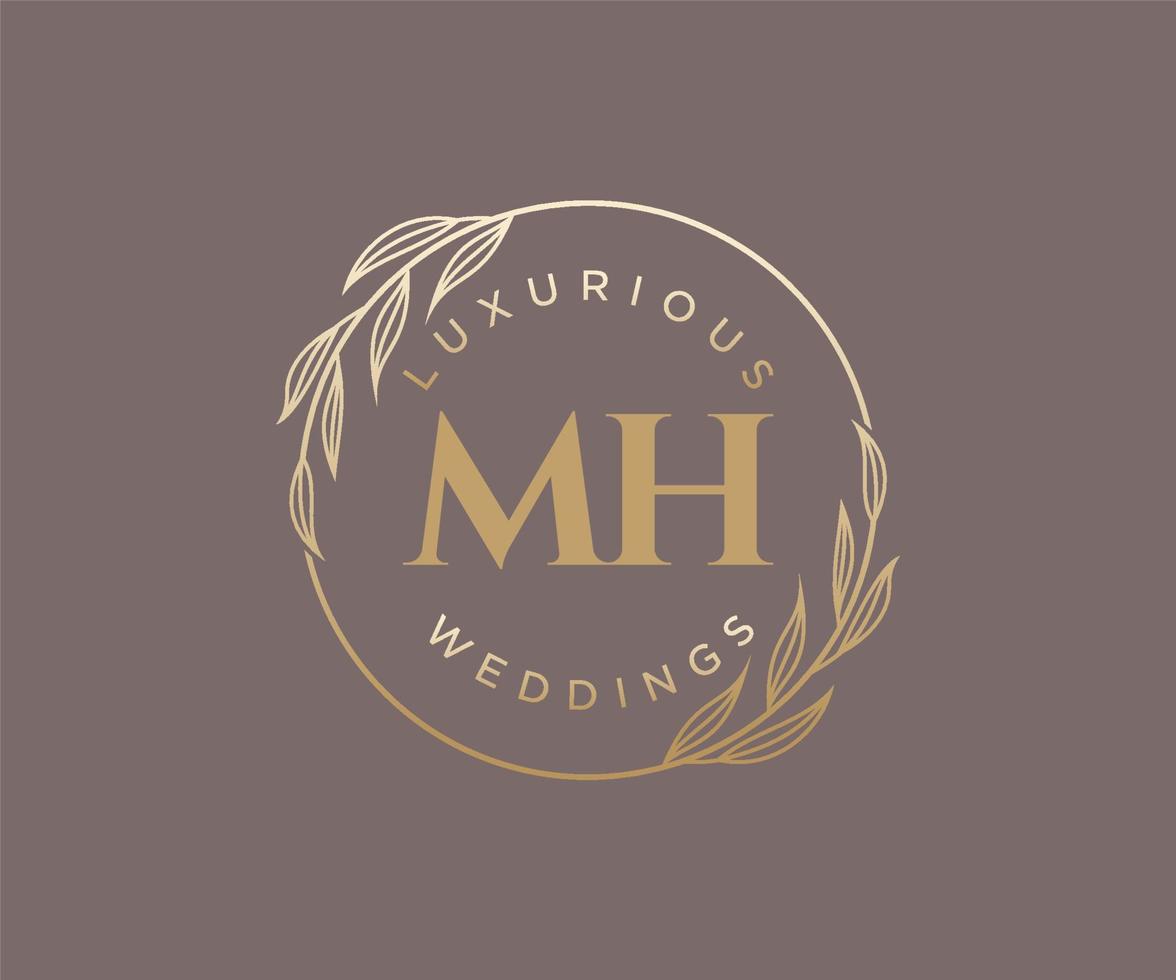 mh initialen brief bruiloft monogram logos sjabloon, hand- getrokken modern minimalistisch en bloemen Sjablonen voor uitnodiging kaarten, opslaan de datum, elegant identiteit. vector