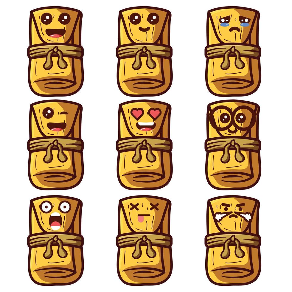 schattig emoticons reeks van Tamales latina voedsel vector