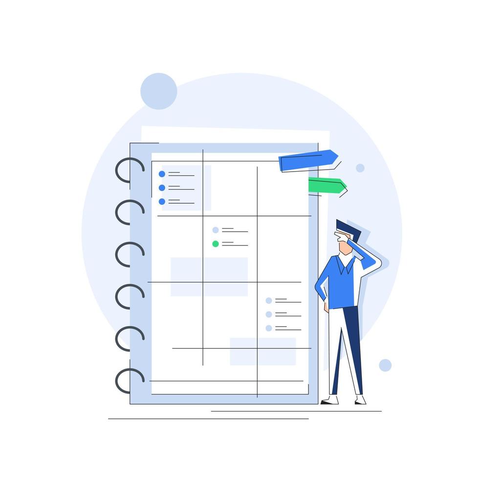 tekens planning werk taken, maken schema gebruik makend van kalender, tijd beheer vector