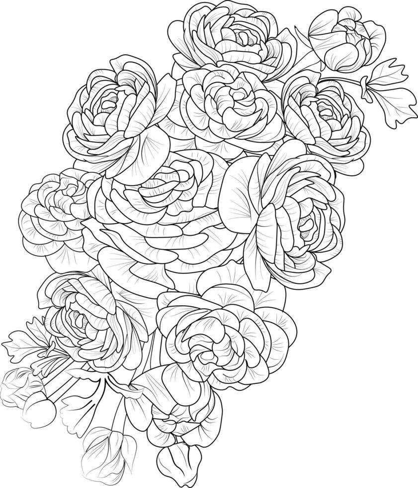 rununchula's bloem potlood schetsen, geïsoleerd bloem hand- getrokken vector schetsen illustratie, botanisch verzameling Afdeling van blad bloemknoppen natuurlijk verzameling kleur bladzijde bloemen boeketten gegraveerde inkt kunst.