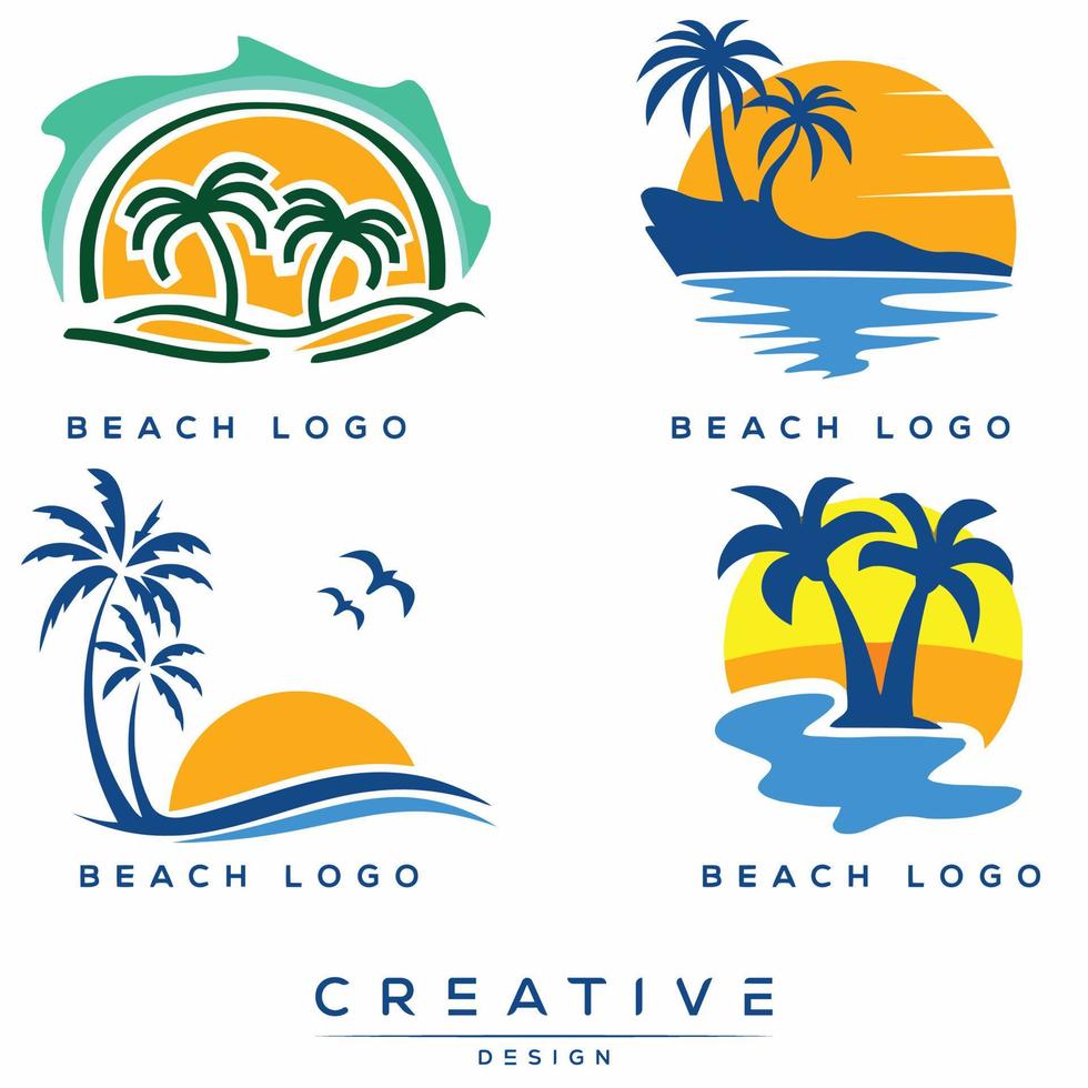 zomer vakantie strand logo ontwerp elementen reeks emblemen, strand vakantie, en tropisch zee vakanties. retro en wijnoogst Sjablonen. vector