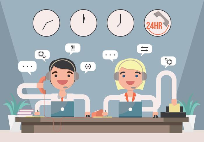 Call Center Man en Vrouw Illustratie Vector