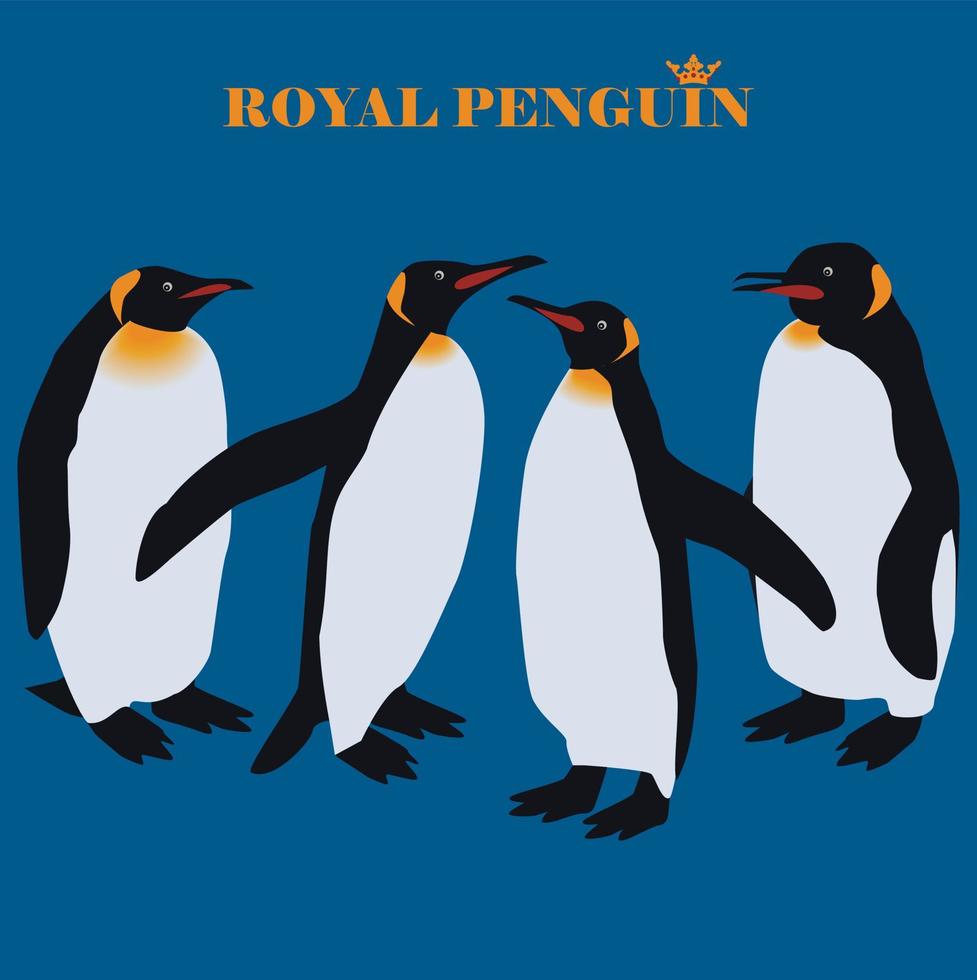 kaart met Koninklijk pinguïns Aan blauw achtergrond vector